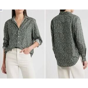 Frank & Eileen Shirt XS Joedy Boyfriend Relaxed Button Up Green Romantic